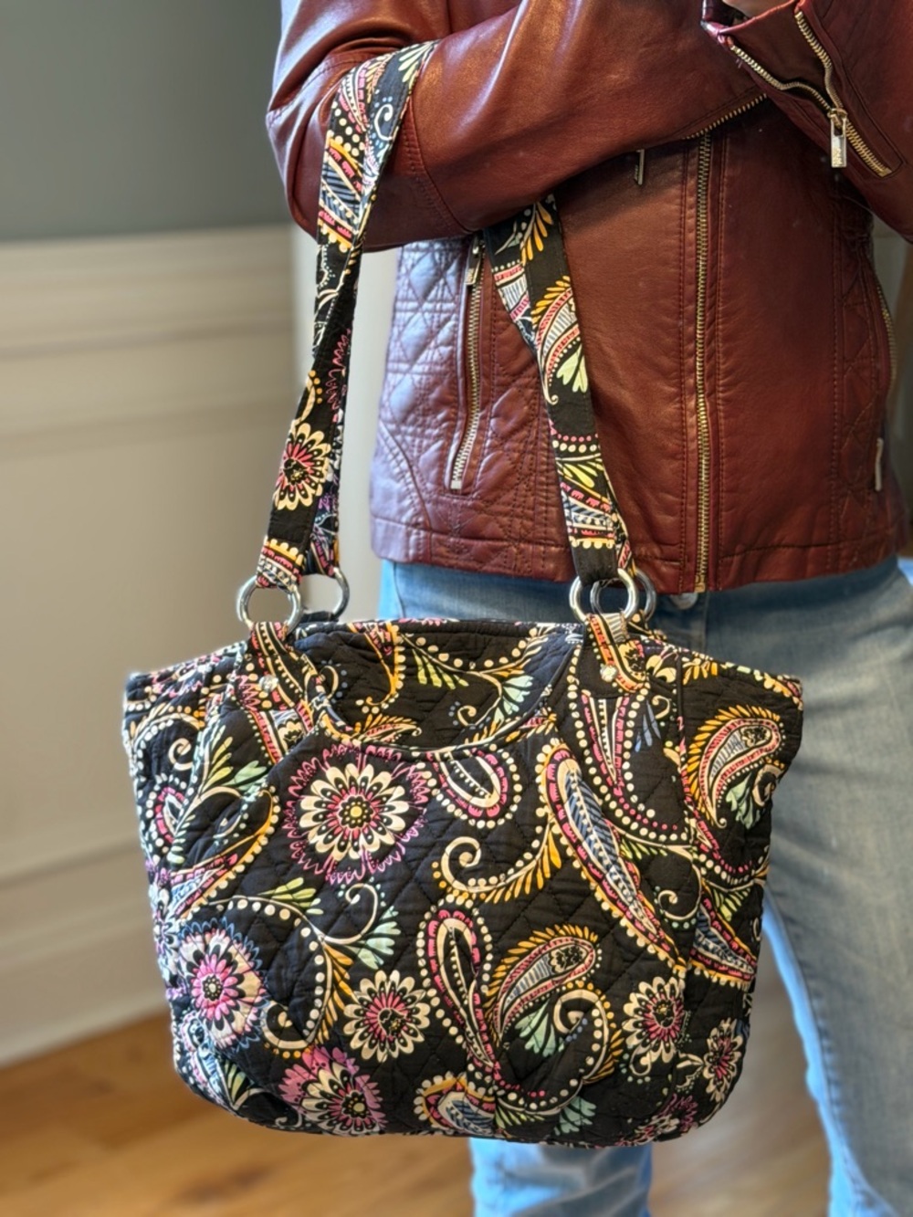Vera Bradley Classic 2010s Quilted Floral Tote Shoulder Bag